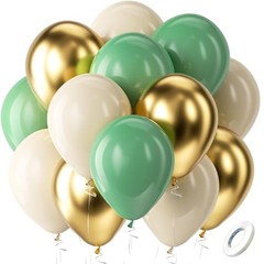 Sage Green Gold White Balloons Kit 60pcs 12 in Sage Green Gold and Sand White