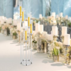 5-Arm Candle Holder Acrylic Clear Freestanding Candle Holder with Candle Cover