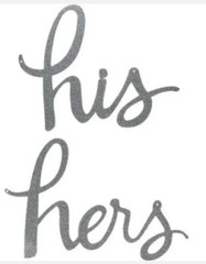 NEW Kate Spade New York Silver Glitter «His Hers» Bridal Chair Signs