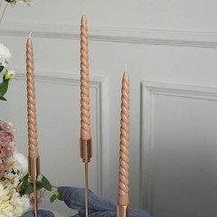 Taper Candles 12 Unscented Beige 11 in Long Spiral Premium Wax 11″,