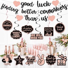 Farewell Party Banner lbs Job Goodbye Decor lbs Coworker Gift lbs Gold Pink