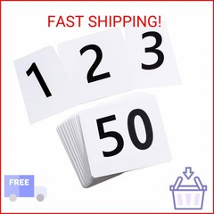 Toncoo 50Pcs Table Numbers 1-50, 3.7×4 Inch Plastic Table Numbers, Double Sided