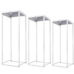 White Wedding Flower Stand Floral Decor Vase Floor Column Stand Sets of 3