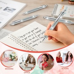 Bling Pens for Rhinestones, 4Pcs Sparkly Silver Ballpoint Pen with 8Pcs Black…