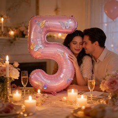 40 Inch Number Balloon Pink Large Mylar Foil Pink Number Balloons and Pink5