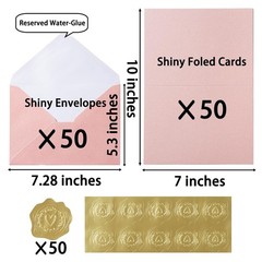 50 Pack Shiny Envelopes with Shiny Cards and Gold Stickers for Invitations an…