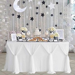 Tulle Table Skirts for Rectangle Tables 14ft Ruffle Tutu L14(ft)*H 30in White