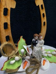 Country Western «Luck of the Horse shoe» Wedding Cake topper funny Barn Cowboy