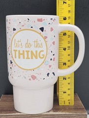 «Let’s Do This Thing» Large Pink Speckled Coffee by MUG for Boston Warehouse