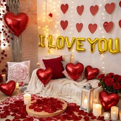 I Love You Balloons 16 inches, 10 18 Shiny Gold, Vibrant Red