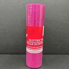 Glitter Tulle Scintillant 6” X 3 Yards Fuchsia With Pink Glitter