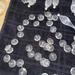HUGE LOT ACRYLIC HANGING CRYSTALS ORNAMENTS WITH TEARDOP PRISMS & HOOKS