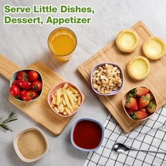 Mini Wheat Straw Dip Bowls 6 Pack 4.5 OZ Small Sauce Bowls Unbreakable Pinch Bow