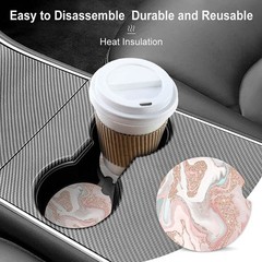Modern Rose Gold Glitter Coral Gray Pastel Marble Absorbent Cup Holders Car C…