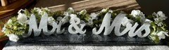Large Silver Glitter and wood sign “Mr & Mrs» Freestanding Letters Wedding Decor