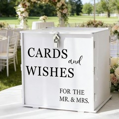 White Wedding Card with Slot & Lock, Elegant Wedding Card Boxes for Reception…