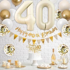 40th Birthday Decorations Sand White Gold,40th Birthday Balloons Beige Gold,H…