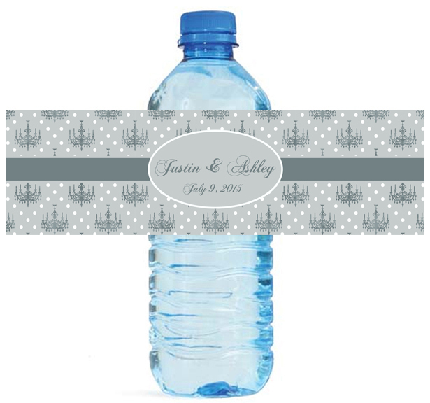 Chandelier Shabby Chic Wedding Anniversary Engagement Party Water Bottle Labels
