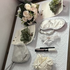 Threshold Artificial Silk White Rose & Echeveria Greenery Wedding Bouquet