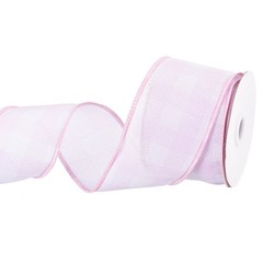 Plaid Check Ribbon, 2.5 Inch x 10 Yards Gingham Ribbon, Light Pink