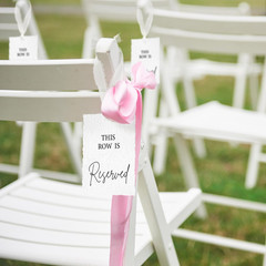 12 Pack Reserved Chair Signs with Ribbon for Wedding Party Restaurant This Row I