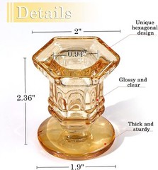 Glass Candle Holders Set, 12 Pcs Gold Candlestick Bulk, Taper Amber