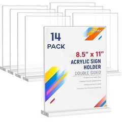 Acrylic Sign Holder 8.5 x 11 Inches 14 Pack Double Sided Clear 8.5×11 Inches