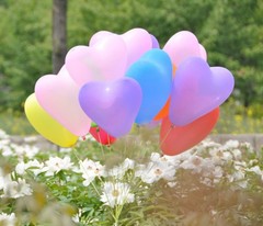yueton Pack of 100 Assorted 12 inches, Colors-heart-shaped-100pcs