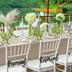 Wood Sign, 6 Pieces Reserved Unfinished Wedding Decorative Signage with Hanging