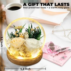 Preserved Flowers Roses Gift for Mom, Wife, Grandma – Forever Real White
