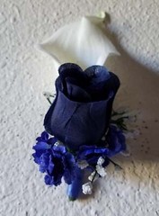 Navy Blue White Rose Calla Lily Bridal Wedding Bouquet Accessories