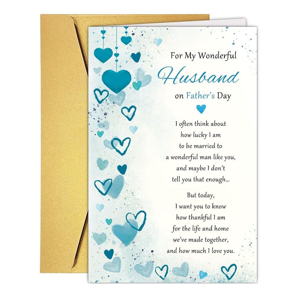 Heartfelt Fathers Day Card for Husband, Double Sided Fathers Day Card Gift fr…