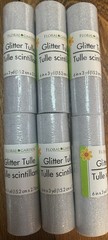 Floral Garden Glitter Tulle 6in x 3yd Blue Pink White Gold Wedding Drapery