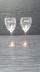 Bride And Groom Etched Champaign Glasses, Made In France. Hand Painted