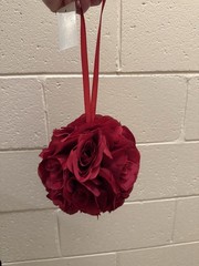 Set of 8 Red Rose Kissing Balls, artificial . Wedding decoration