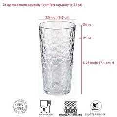 24-ounce Plastic Tumblers, Acrylic Drinking Glasses High-Balls, set of 8 Clear