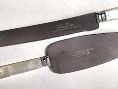 Vintage Sheffield Cake Knife Server Set Faux Pearl Handles England