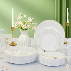 175PCS Plastic Dinnerware Set – Plastic Plates for Guests – 50 – 25 White