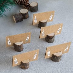 20Pcs Wood Place Card Holders and 24Pcs Kraft Table Place Cards, Rustic Table…