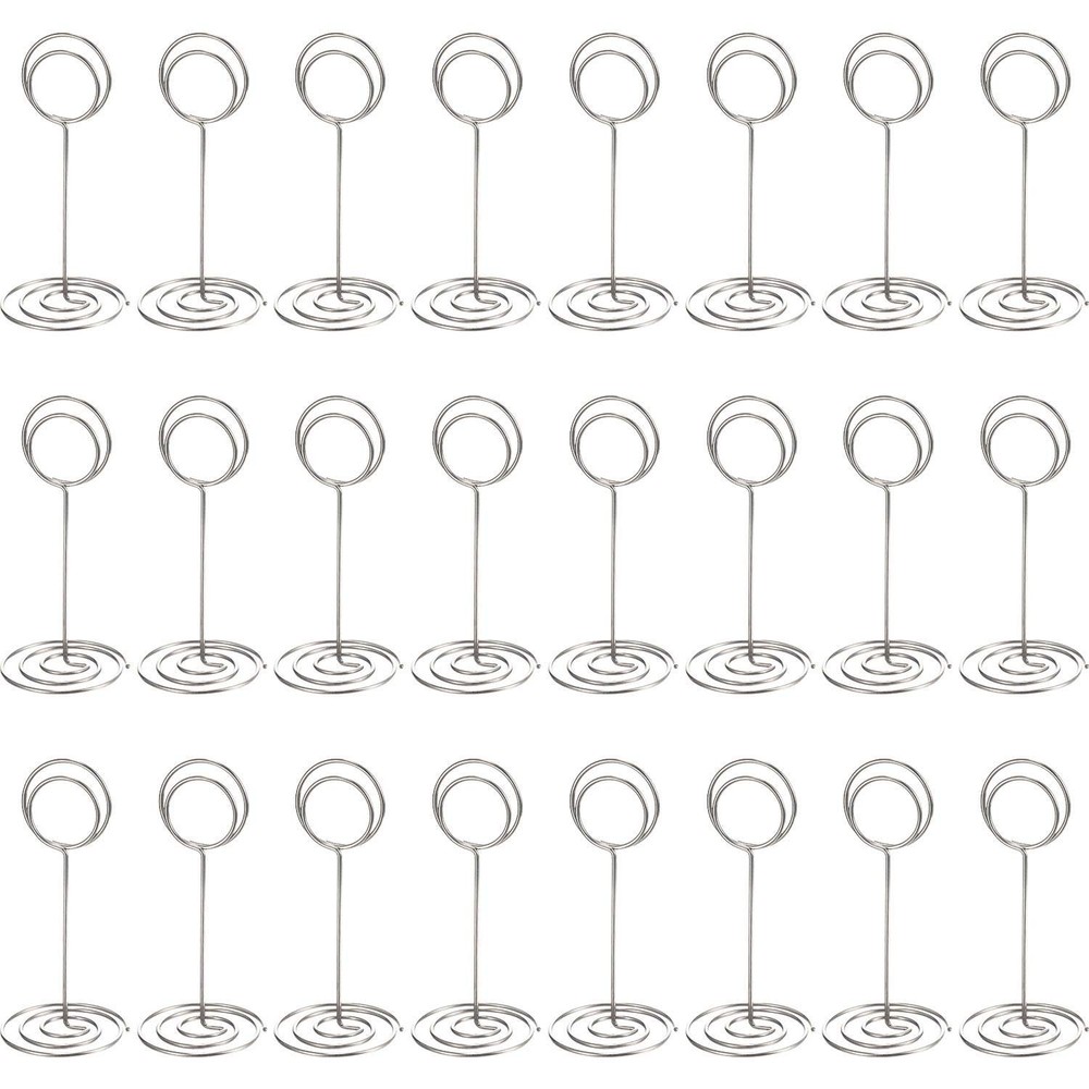 TecUnite 24 Pieces 3.35 Inch Table Number Holder Place Card Photo Silver