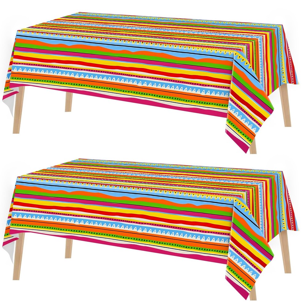 Kochorie 2 Pieces Mexican Party Tablecloth Plastic Cinco De Mayo Tablecloth D…