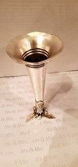 Bridal Bouquet Holder Fluted Rim Nickel Plated with Footed Base Vintage Look
