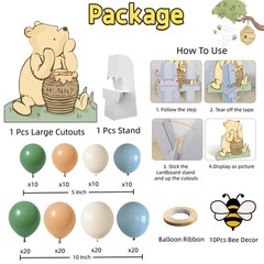 131PCS Classic Winnie Baby Shower Birthday Decorations Large Winnie Coroplast…
