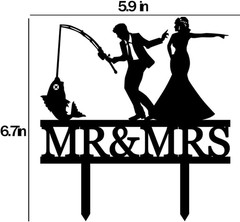 Funny Fishing Wedding Cake Topper – Just Wait a Second – the Bride Urges Groom t
