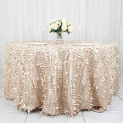 BalsaCircle 132-Inch Beige Taffeta Round Tablecloth Leaf 132″ (Round),