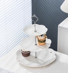 Elegant 3-Tier White Porcelain Cupcake Stand – Perfect for Celebrations