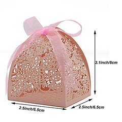 Pack of 100 Laser Cut Rose Candy 1 Count (Pack of 100) Pink (Rose box 100)