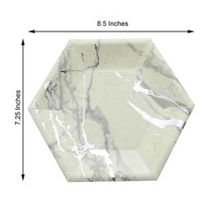 50 pcs 8.5″ Hexagon Paper Salad Plates Marble Design Disposable Tableware