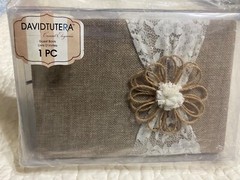 David Tutera Burlap and Lace Guest Book New with Box