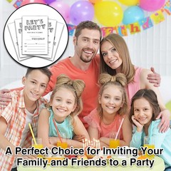 Black and White Birthday Invitations, 25 Double-Sided Invitation Cards with 2…